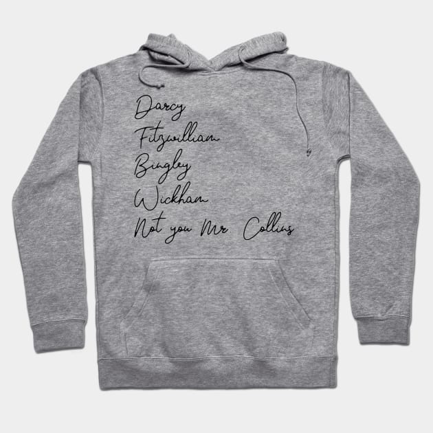 Jane Austen Heroes and Villains (Black) Hoodie by The Lily and The Lark